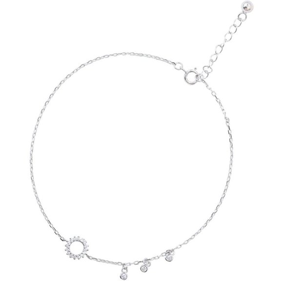 *NEW 925 Sterling Silver Diamond Circle Anklet A - Picture 11 of 11